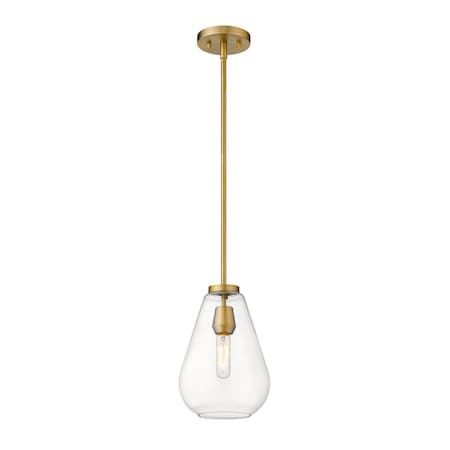 Z-Lite Ayra 1 Light Pendant, Olde Brass & Clear 488P8-OBR